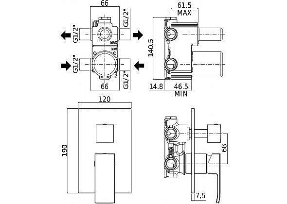 Смеситель для душа Paffoni Elle EL018CR/M (с внутренней частью) купить в интернет-магазине сантехники Sanbest