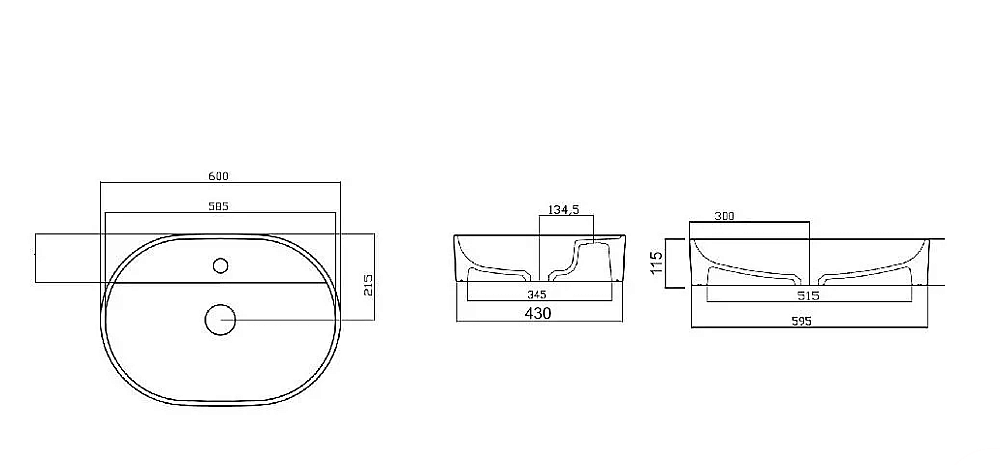 Раковина Gural Vit Nova 60х43 NO19MUL01 белая купить в интернет-магазине Sanbest
