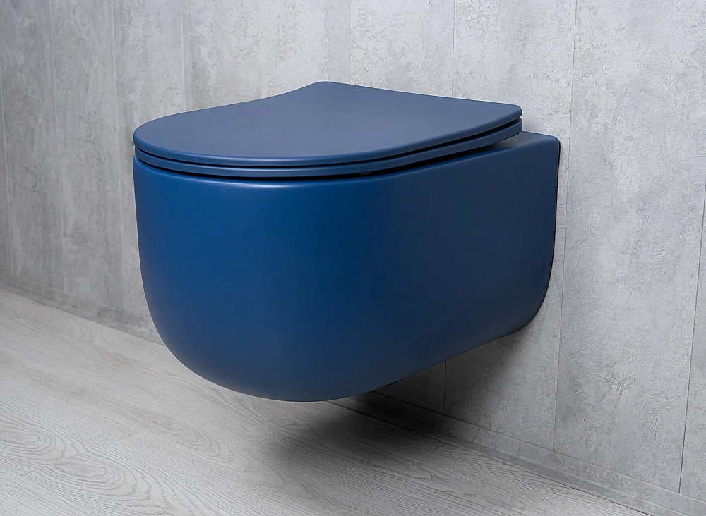 Унитаз подвесной GID Tr2133TF-BUM 62301Y безободковый, слив торнадо, с крышкой микролифт, синий матовый купить в интернет-магазине Sanbest