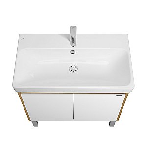 Тумба с раковиной Акватон Сканди Сканди Doors 80 белая/дуб рустикальный для ванной в интернет-магазине Sanbest