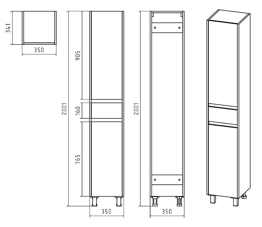 Пенал напольный Misty Алиса 35 Э-Али0501-01 белый для ванной в интернет-магазине сантехники Sanbest