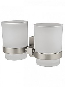 Два стакана для зубных щеток с держателем WONZON & WOGHAND POLO, Брашированный никель (WW-8928-BN) купить в интернет-магазине сантехники Sanbest
