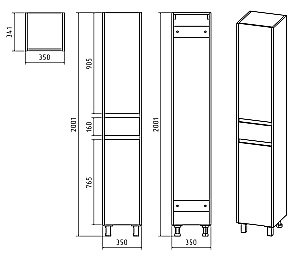 Пенал напольный Misty Алиса 35 Э-Али0501-01 белый для ванной в интернет-магазине сантехники Sanbest