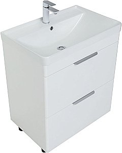 Тумба с раковиной Aquanet Ирис new 70 напольная белый глянец для ванной в интернет-магазине Sanbest