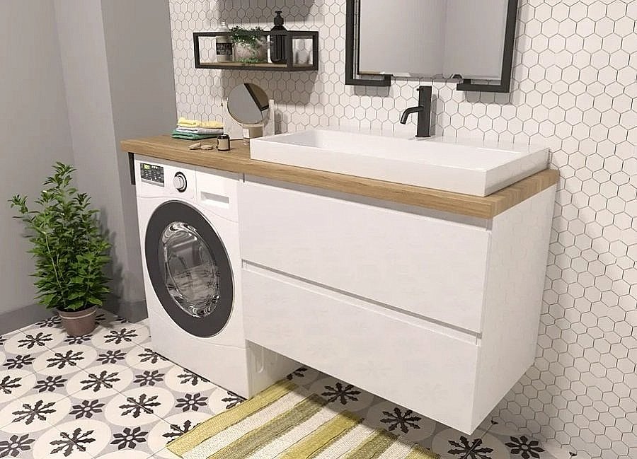 Тумба с раковиной Эстет Malibu Luxe 155 белая для ванной в интернет-магазине Sanbest