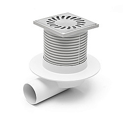 Душевой трап Azario D50 100х100 AZ-411 L хром матовый купить в интернет-магазине Sanbest