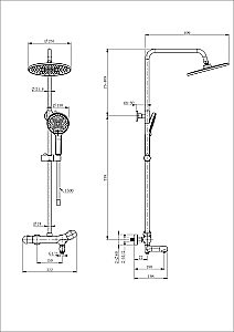 Душевая система с термостатом WONZON & WOGHAND T-1000, Хром (WW-B3057-A-CR) купить в интернет-магазине сантехники Sanbest