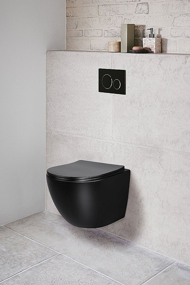 Унитаз подвесной Vincea Globo VT1-14SMB безободковый, с крышкой микролифт, черный матовый купить в интернет-магазине Sanbest