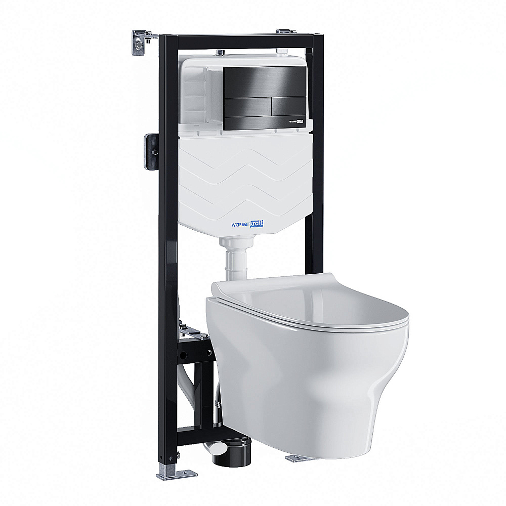Унитаз WasserKraft Aller 10TLT.010.ME.GR04.H001 белый глянцевый, с крышкой микролифт, с инсталляцией, безободковый купить в интернет-магазине Sanbest
