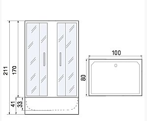 Душевая кабина River Quadro XL 10000013640 100х80 стекло матовое/профиль хром матовый купить в интернет-магазине Sanbest