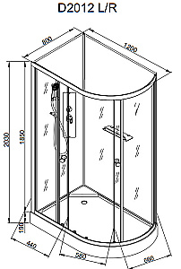 Душевая кабина AvaCan D Серия D2012 N 120х80 без крыши купить в интернет-магазине Sanbest