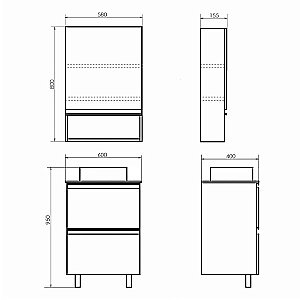 Тумба с раковиной Comforty Эдинбург 00-00004767 60 бетон светлый для ванной в интернет-магазине Sanbest