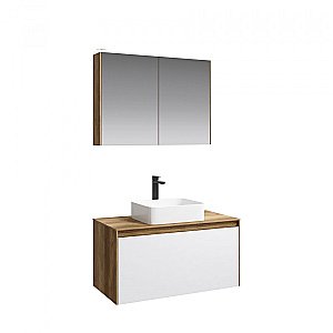 Тумба с раковиной Aqwella Mobi 80 дуб балтийский/белый для ванной в интернет-магазине Sanbest