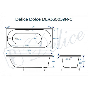 Ванна Delice Dolce DLR330059R-G 170х75 белая/ручки хром купить в интернет-магазине Sanbest