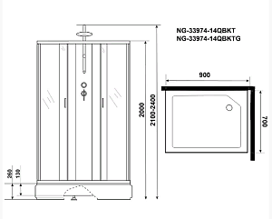 Душевая кабина Niagara Classic NG-33974-14QBKT 90x70 купить в интернет-магазине Sanbest