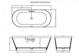 Ванна Cezares COMFORT 170x75 CZR-COMFORT-170-75-53-SSB-HND белая матовая купить в интернет-магазине Sanbest