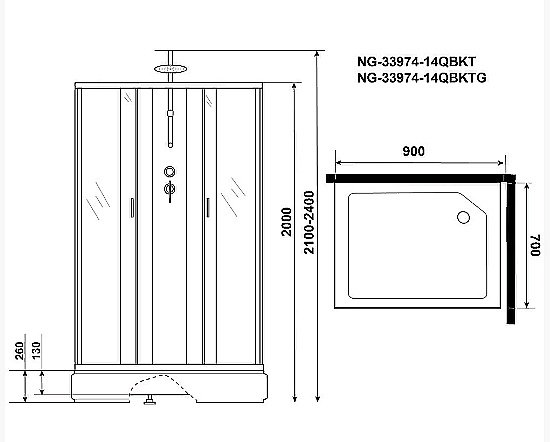 Душевая кабина Niagara Classic NG-33974-14QBKT 90x70 купить в интернет-магазине Sanbest