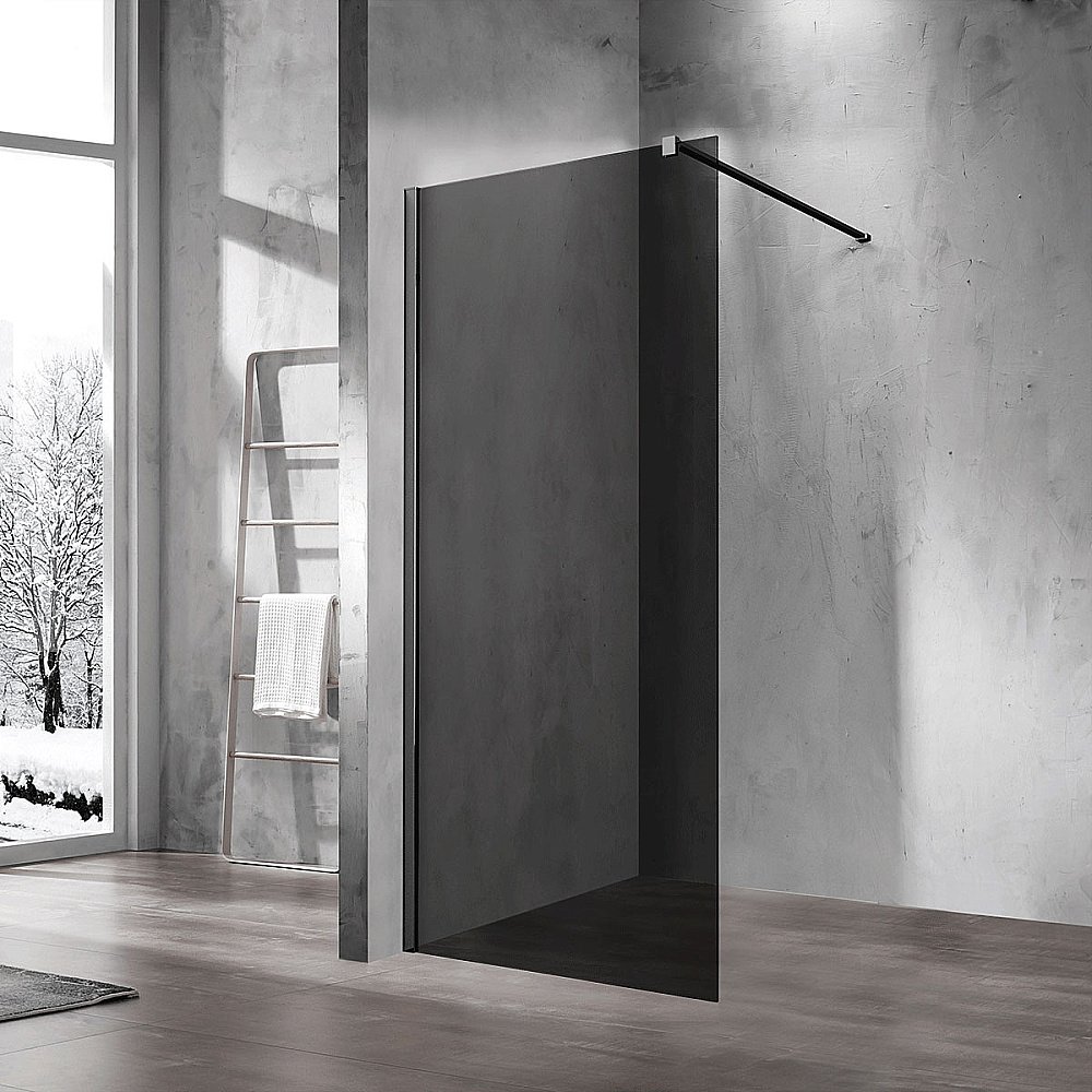 Душевое ограждение Vincea Walk-In 110 VSW-1H110CGB стекло тонированное/профиль черный купить в интернет-магазине Sanbest