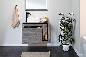 Тумба с раковиной Aquanet Nova Lite Loft 75 L/R дуб рошелье для ванной в интернет-магазине Sanbest