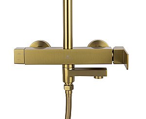 Душевая система Kaiser Cube 01582-3 золото брашированное купить в интернет-магазине сантехники Sanbest