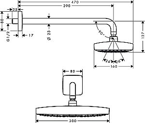 Верхний душ Hansgrohe Raindance 300 27385000 хром купить в интернет-магазине сантехники Sanbest