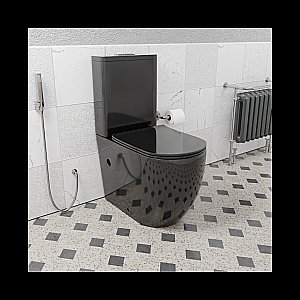 Унитаз напольный Ceramalux NS-2176-18 черный, безободковый, с бачком, с крышкой микролифт купить в интернет-магазине Sanbest