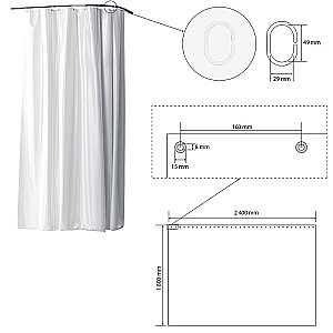 Шторка для ванны Bemeta 240х180 153653036 белая купить в интернет-магазине сантехники Sanbest