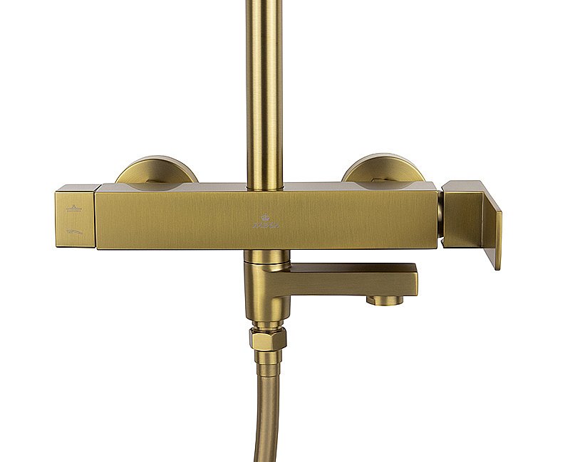 Душевая система Kaiser Cube 01582-3 золото брашированное купить в интернет-магазине сантехники Sanbest