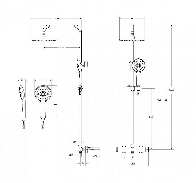 Душевая система Cezares RELAX-CD-IN сатин купить в интернет-магазине сантехники Sanbest