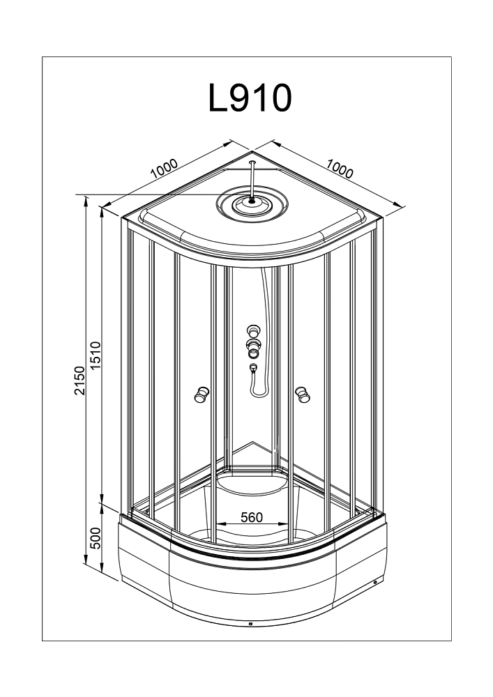 Душевая кабина Deto L 910  100х100 купить в интернет-магазине Sanbest