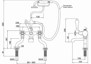 Смеситель для ванны Burlington BI15-QT хром/ручки белые купить в интернет-магазине сантехники Sanbest