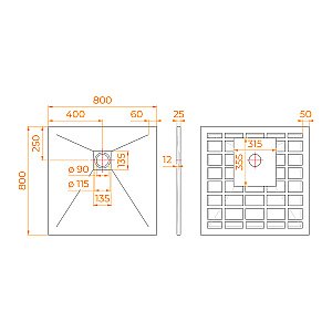 Душевой поддон RGW Stone Tray 80х80 14152088-02-11 графит купить в интернет-магазине Sanbest