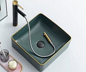 Раковина накладная Bronze de Luxe 40 1063 зеленая матовая купить в интернет-магазине Sanbest