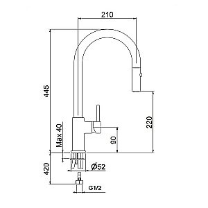 Смеситель для кухни Webert Doha DH940302560 черный матовый купить в интернет-магазине сантехники Sanbest