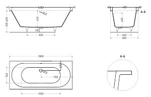 Ванна Salini Ornella AXIS S-Sense 180x80 103411GF RAL купить в интернет-магазине Sanbest