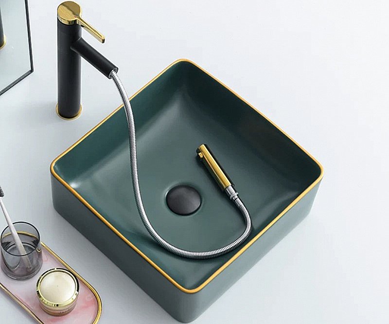 Раковина накладная Bronze de Luxe 40 1063 зеленая матовая купить в интернет-магазине Sanbest