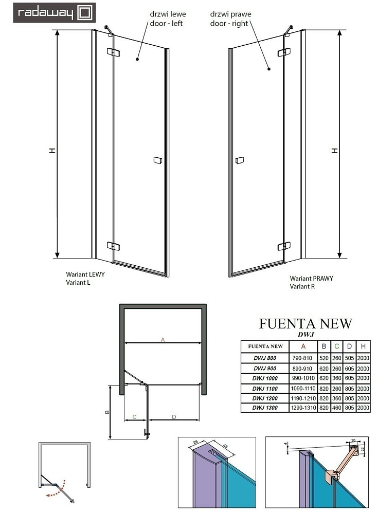 Душевая дверь Radaway Fuenta New DWJ 120 купить в интернет-магазине Sanbest