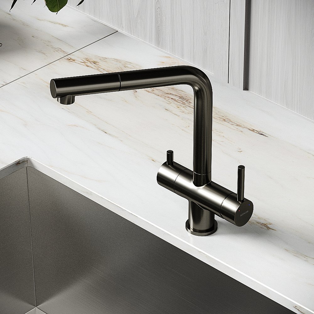 Смеситель для кухни Sancos Spin SC4015GG вороненая сталь купить в интернет-магазине сантехники Sanbest