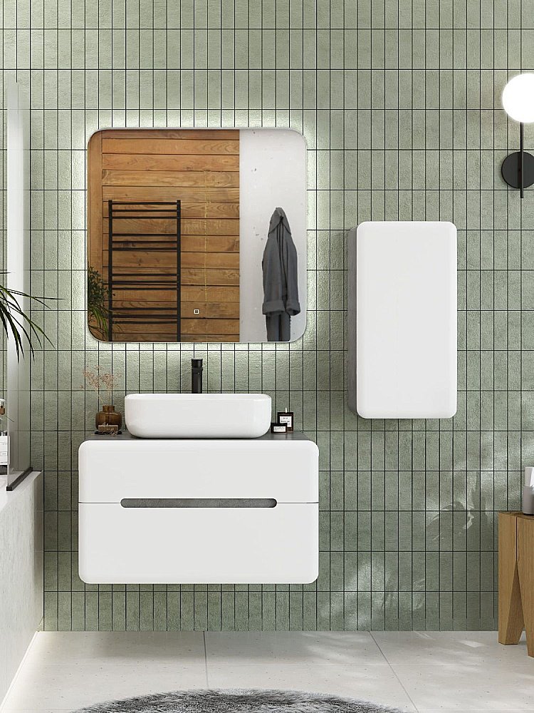 Шкаф подвесной Art&Max GENOVA 70см Бетон лофт натуральный для ванной в интернет-магазине сантехники Sanbest