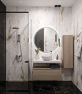 Тумба с раковиной и столешницей Armadi Art Flat 120 2 ящика, светлый дуб для ванной в интернет-магазине Sanbest