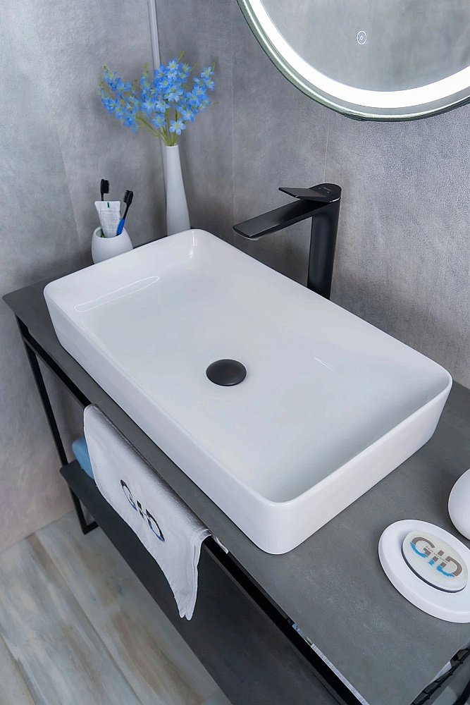 Раковина накладная Gid Geometrico 60 N9396 51140 белая купить в интернет-магазине Sanbest