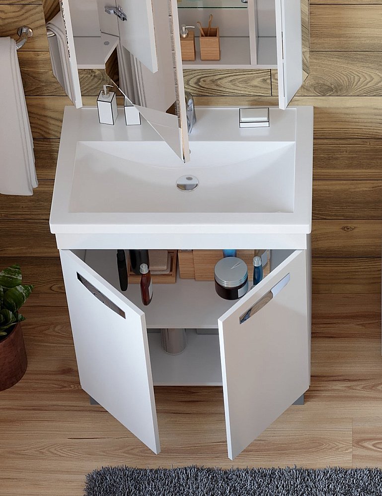 Тумба с раковиной Vigo Plaza 700 белая для ванной в интернет-магазине Sanbest
