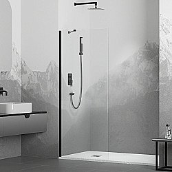 Душевое ограждение RGW Walk In WA-102B 70 351010207-14 стекло прозрачное/профиль черный купить в интернет-магазине Sanbest