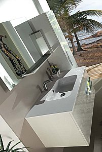 Тумба с раковиной Armadi Art Neoart 80 под моноблок стекло белая для ванной в интернет-магазине Sanbest