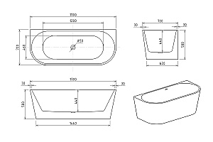 Акриловая ванна Royal Bath RIVA RB610211BL 170х70 белый купить в интернет-магазине Sanbest