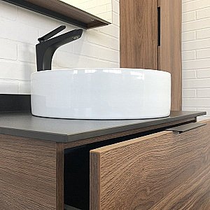 Тумба с раковиной Comforty Порто 00-00008926 75 дуб тёмно-коричневый для ванной в интернет-магазине Sanbest