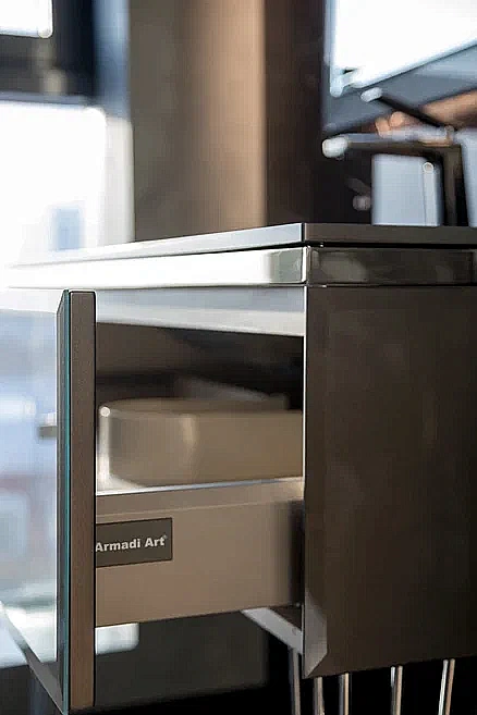 Консоль с раковиной Armadi Art LUCIDO 80 глянцевый графит для ванной в интернет-магазине сантехники Sanbest