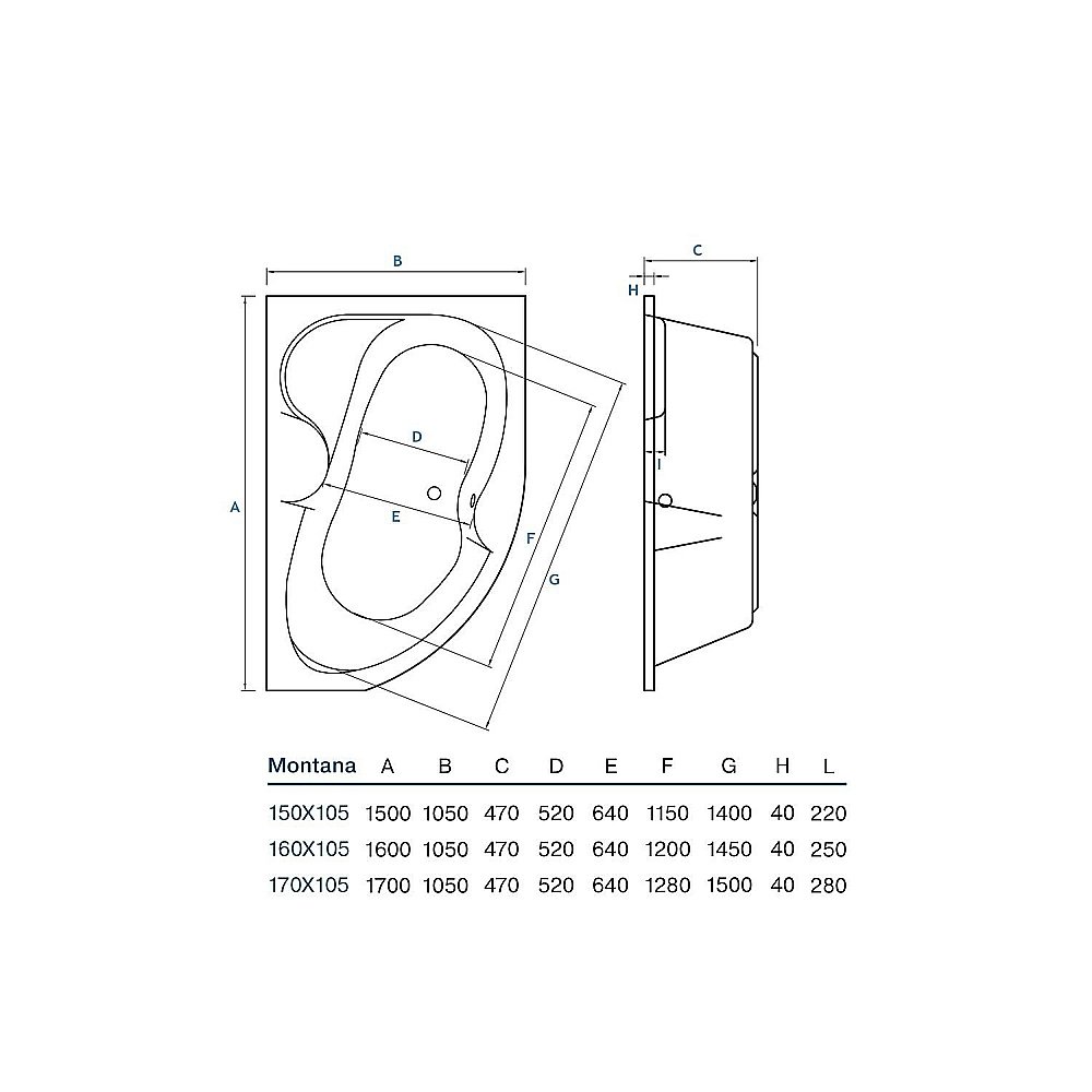 Ванна акриловая Koller Pool Montana 170x105 MONTANA170X105L белая купить в интернет-магазине Sanbest