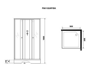 Душевая кабина Niagara Promo P90/13Q/MT/BK купить в интернет-магазине Sanbest