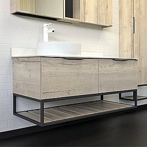 Тумба с раковиной Comforty Порто 00-00008905 120 дуб дымчатый для ванной в интернет-магазине Sanbest